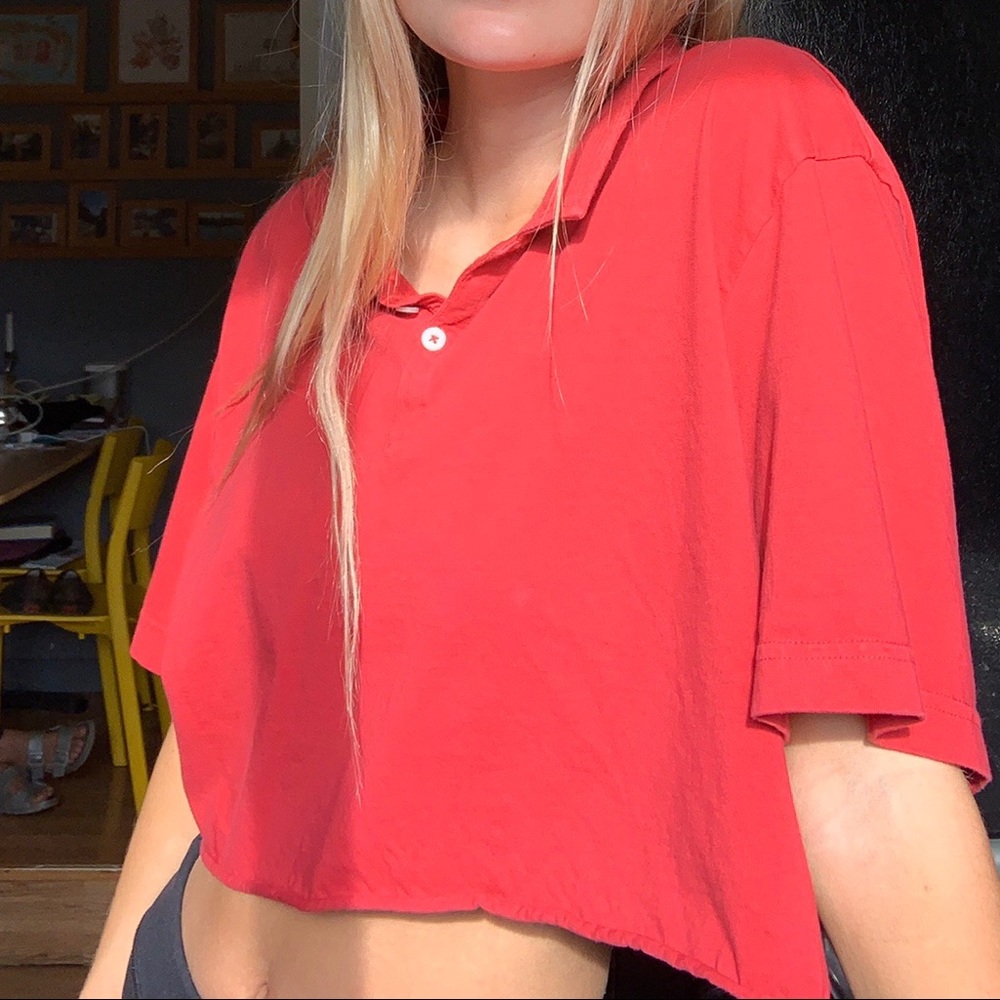 Red cropped polo!